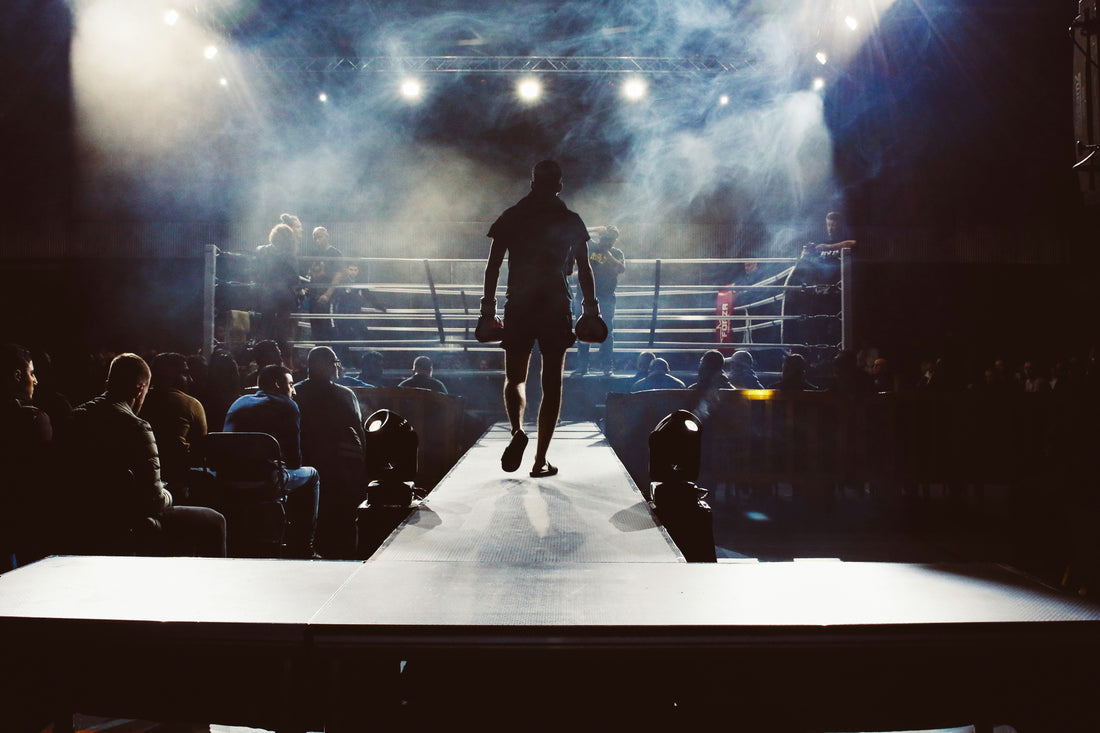 Man hitting heavy bag